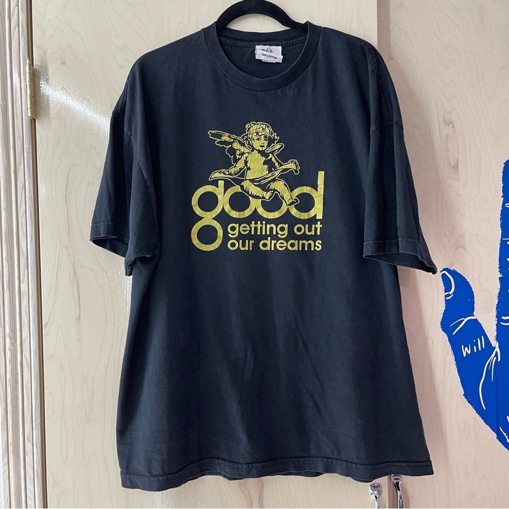 RARE Vintage Kanye West Good Music Merchandise Label Gold Print T Shirt